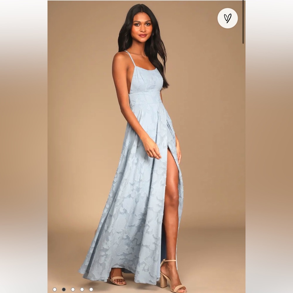 Lulus Let There Be Romance Slate Blue Burnout Floral Maxi Dress size XL